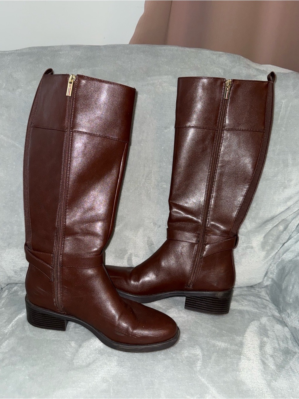 Women's Brown Leather Knee-High Tommy Hilfiger Boots, Sz 9.5 (US) - Picture 3 of 8